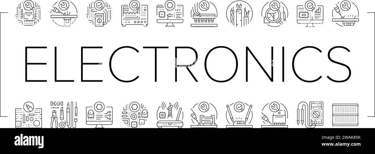 Computer parts icons black hi-res stock photography and images - Alamy