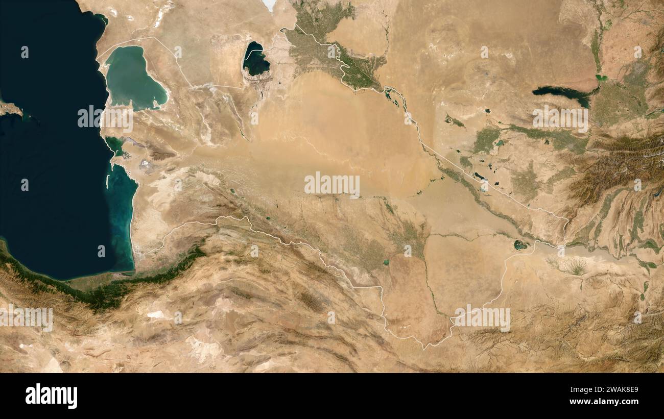 Turkmenistan outlined on a low resolution satellite map Stock Photo - Alamy