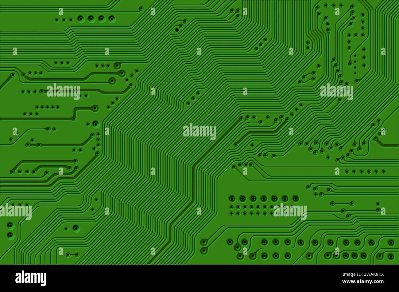 Green printed circuit - motherboard - technology abstract background Stock Photo