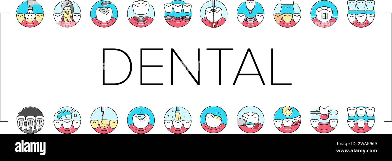dental procedure clinic icons set vector Stock Vector Image & Art - Alamy