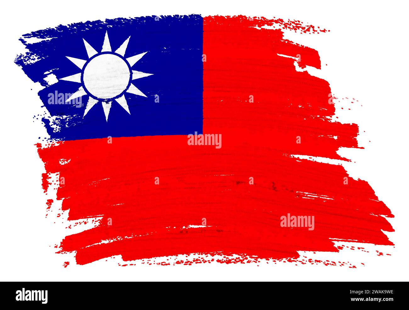 Taiwan flag paint splash brushstroke Stock Photo