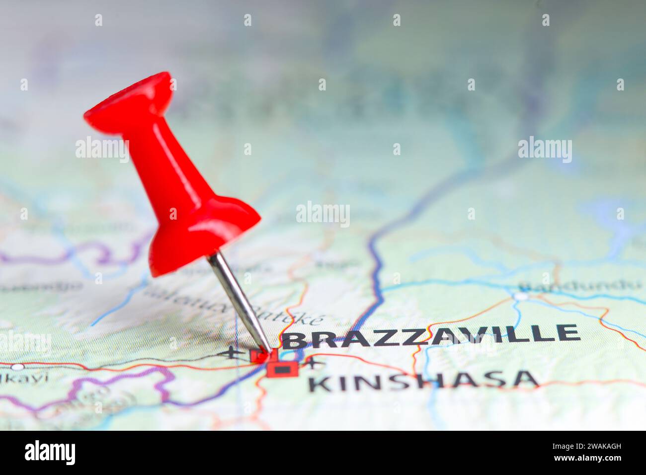 Brazzaville, Congo pin on map Stock Photo