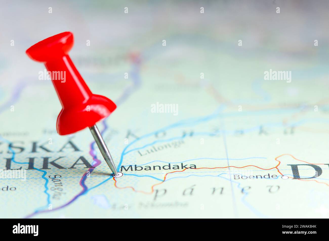 Mbandaka, Democratic Republic of the Congo pin on map Stock Photo