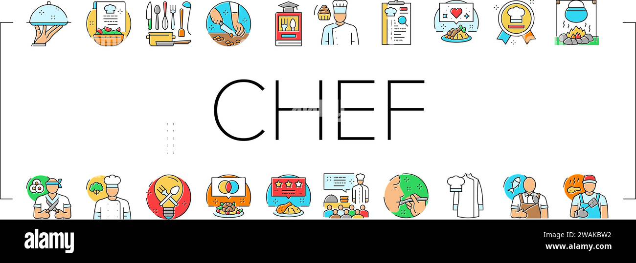 restaurant chef cooking food icons set vector Stock Vector Image & Art ...