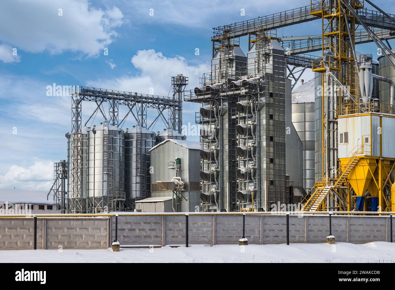 modern agro-processing plant for processing and silos for drying ...