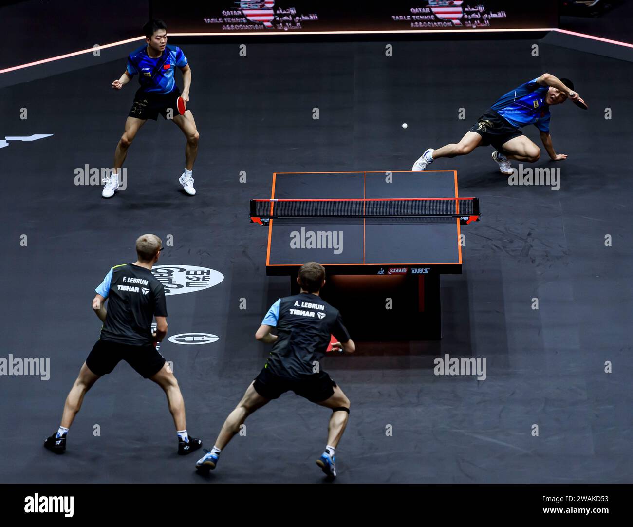 Doha, Qatar. 5th Jan, 2024. Yuan Licen (top L)/Xiang Peng (top R