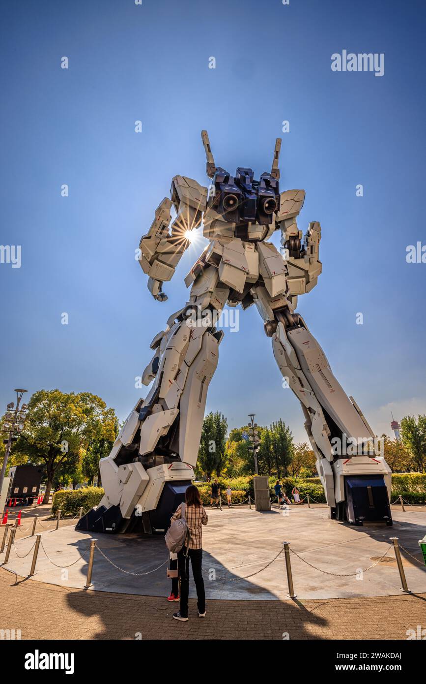 gundam unicorn statue in divercity tokyo plaza in odaiba tokyo seen