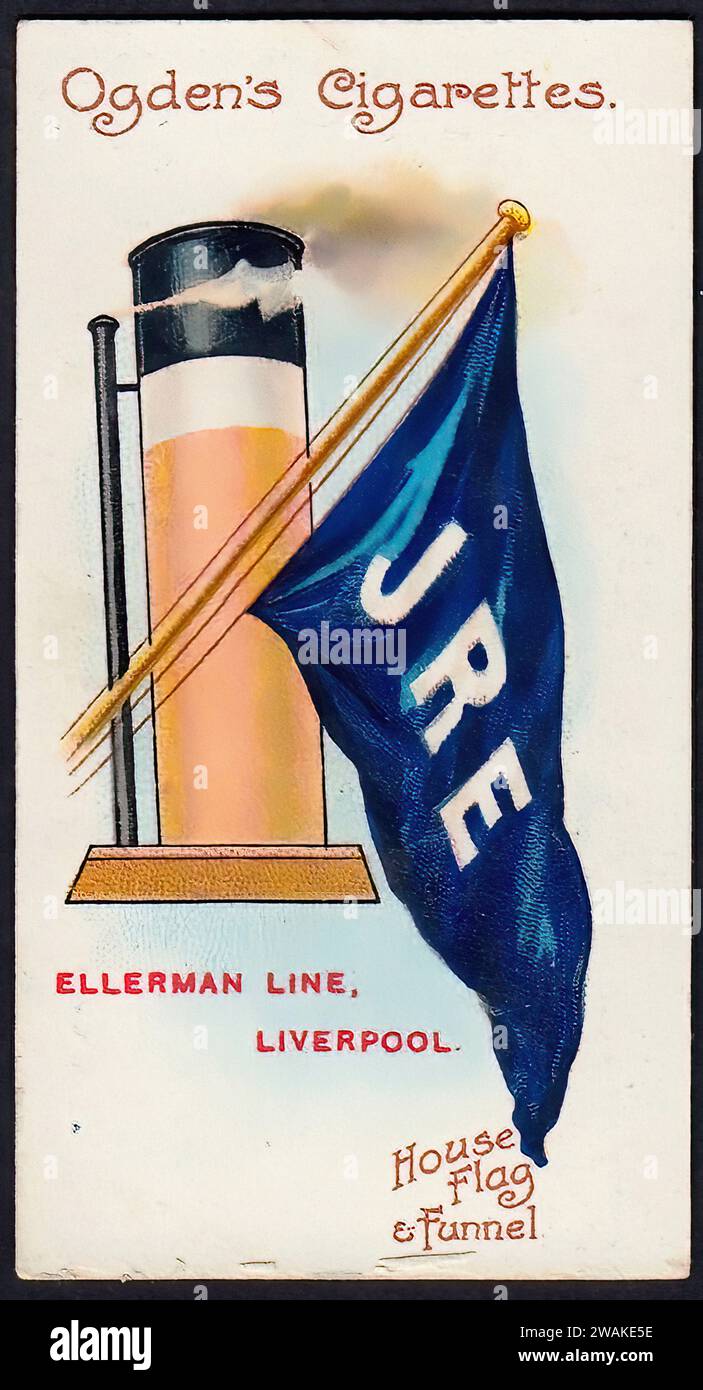 Ellerman Line - Vintage Cigarette Card Illustration Stock Photo - Alamy