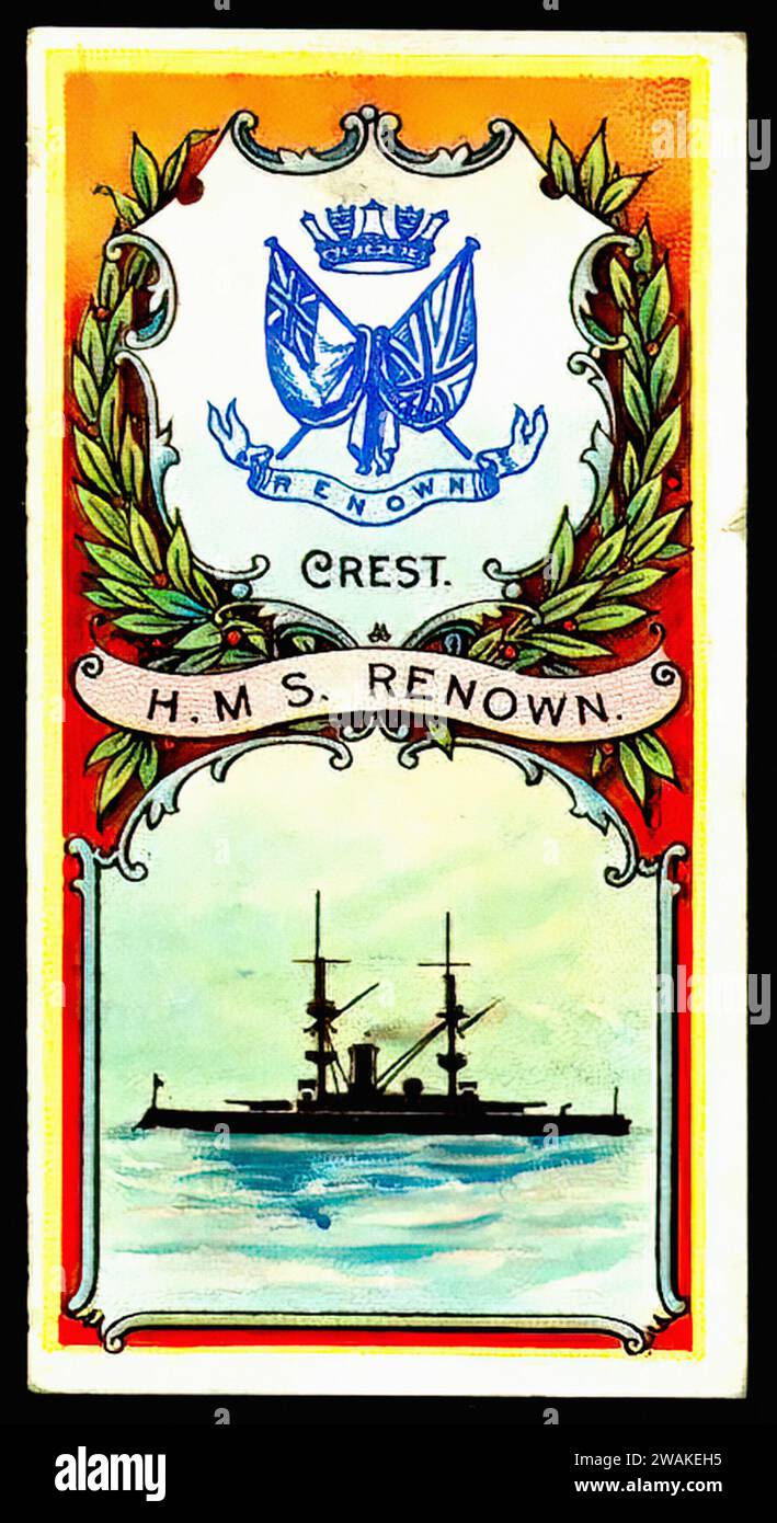 HMS Renown - Vintage Cigarette Card Illustration Stock Photo