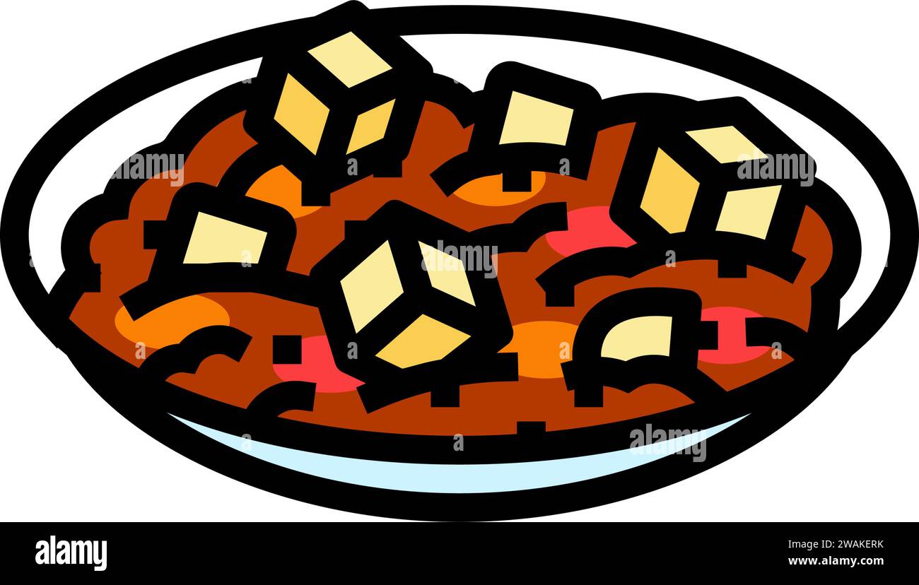 mapo tofu chinese cuisine color icon vector illustration Stock Vector