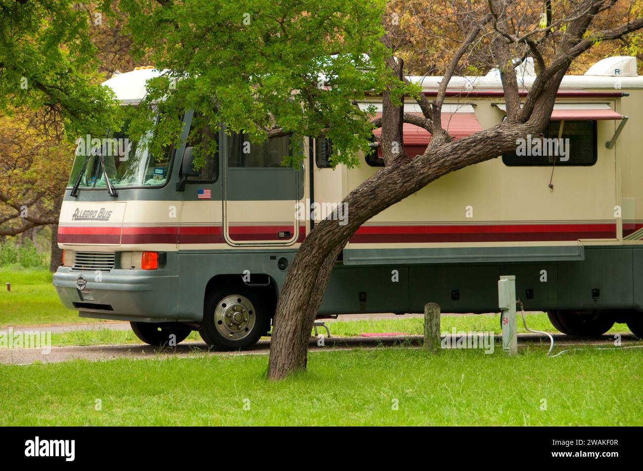 Motorhome at campground, South Llano River State Park, Texas Stock ...