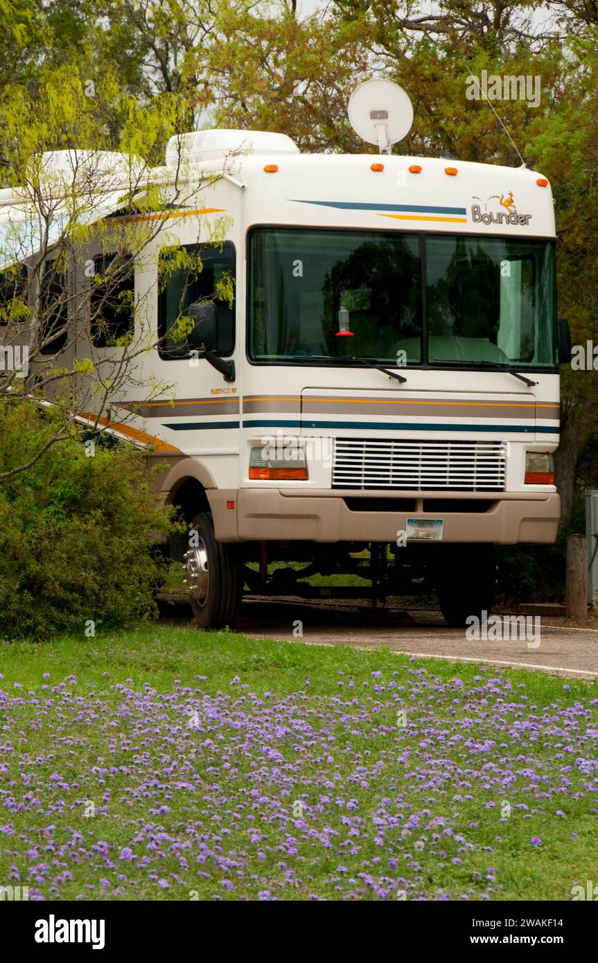 Motorhome at campground, South Llano River State Park, Texas Stock Photo Alamy