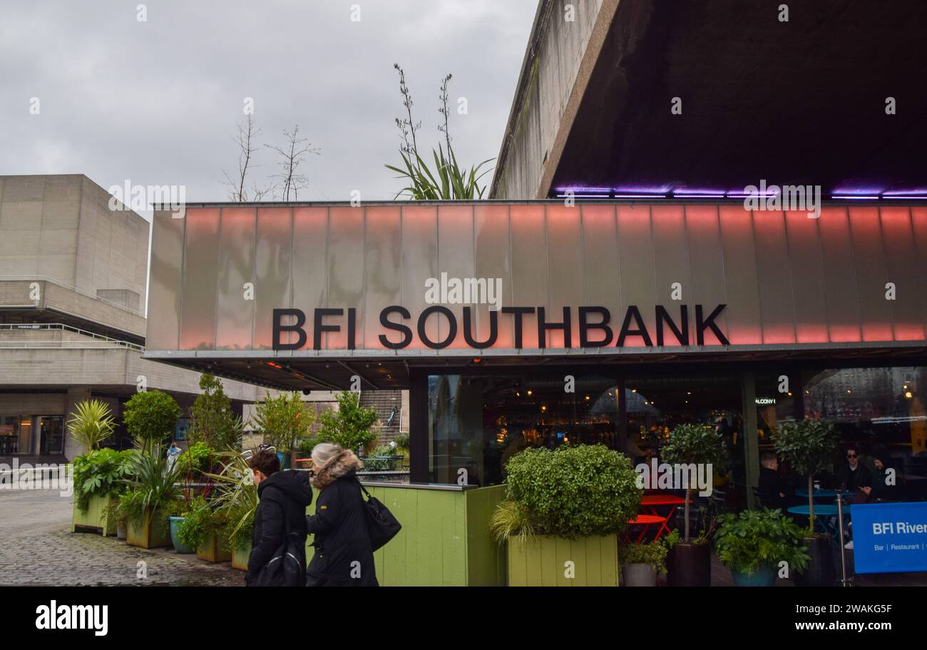 London, England, UK. 5th Jan, 2024. Exterior view of BFI Southbank cinema, ahead of the John