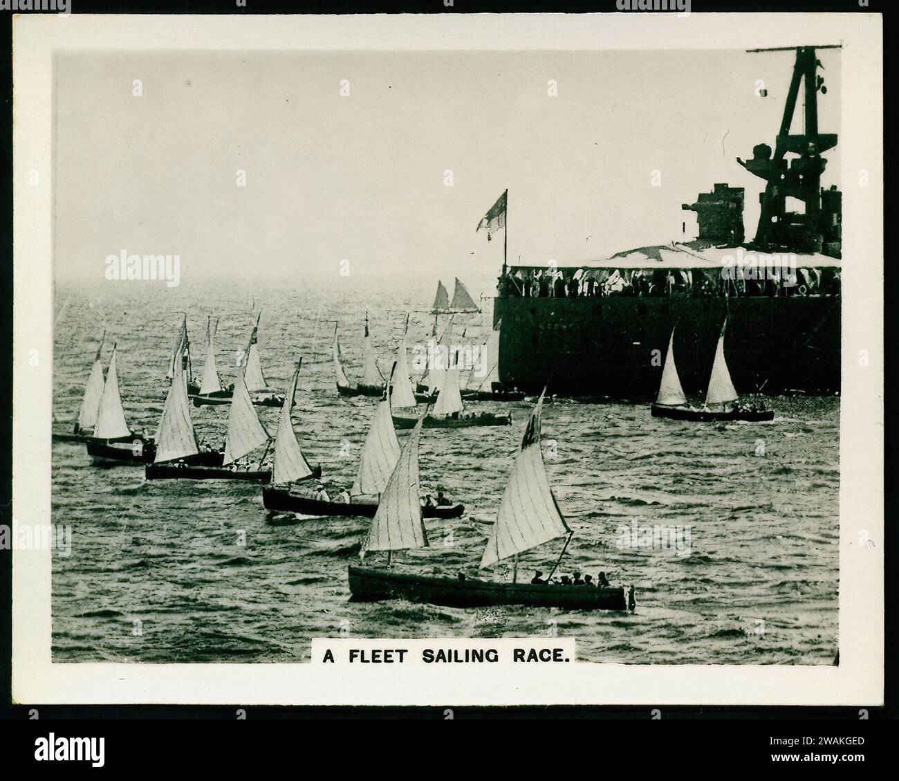 Fleet Sailing Race - Vintage Cigarette Card Illustration Stock Photo