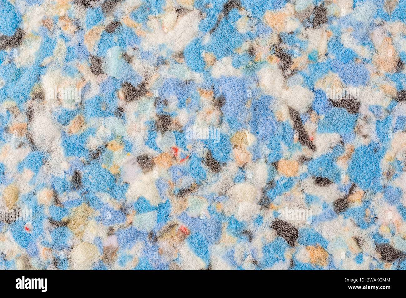 Close-up of high density foam rubber used in upholstery. Also for confusion, mental health illness, the mind, shattered dreams, lack of clarity. Stock Photo