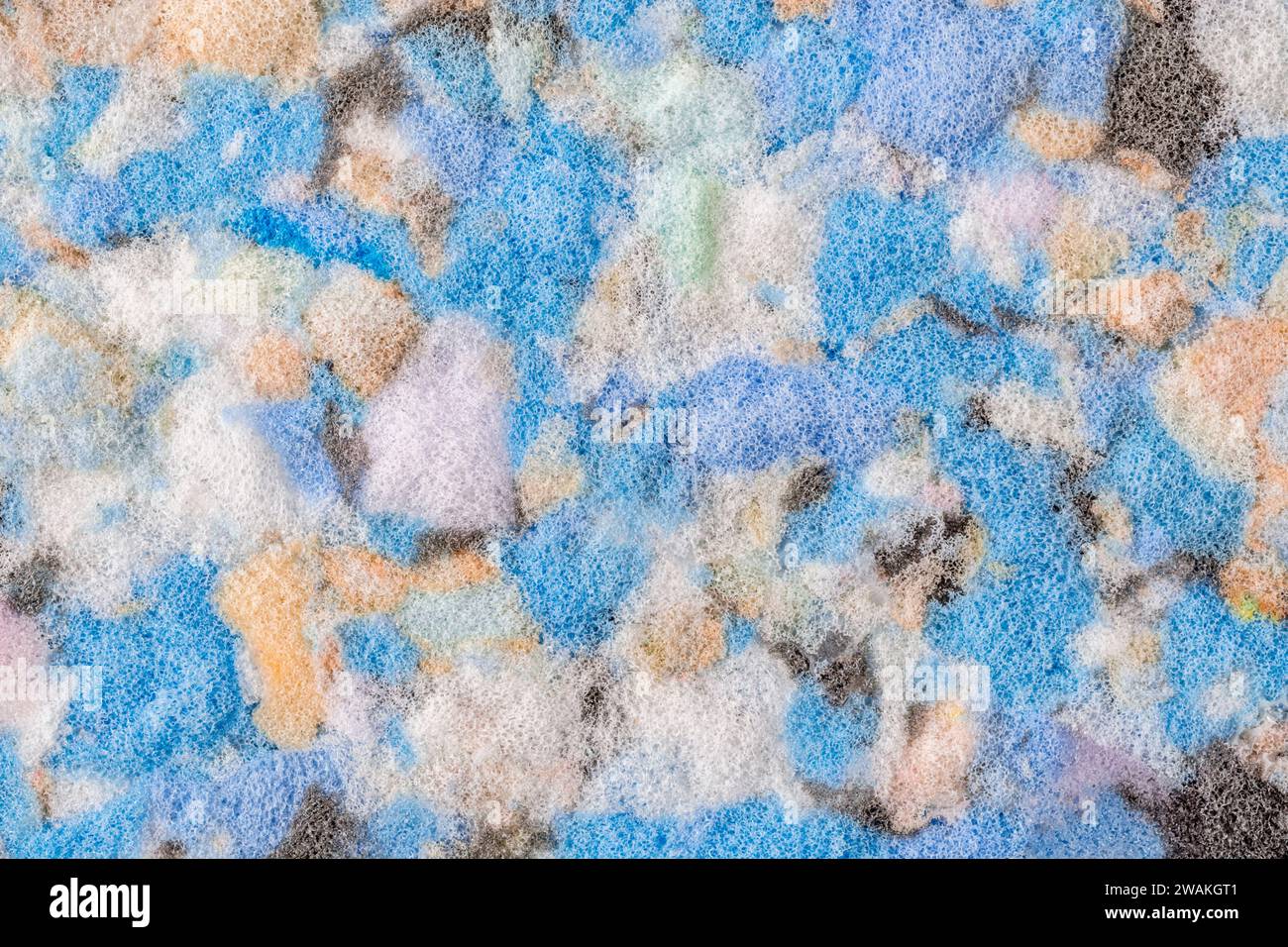 Close-up of high density foam rubber used in upholstery. Also for confusion, mental health illness, the mind, shattered dreams, lack of clarity. Stock Photo