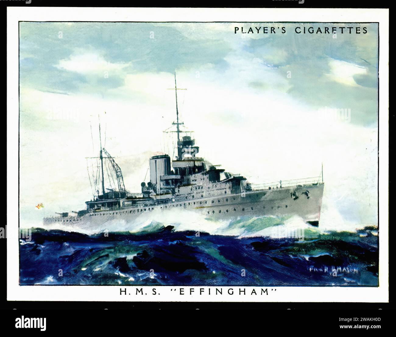 HMS Effingham Vintage Cigarette Card Illustration Stock Photo Alamy