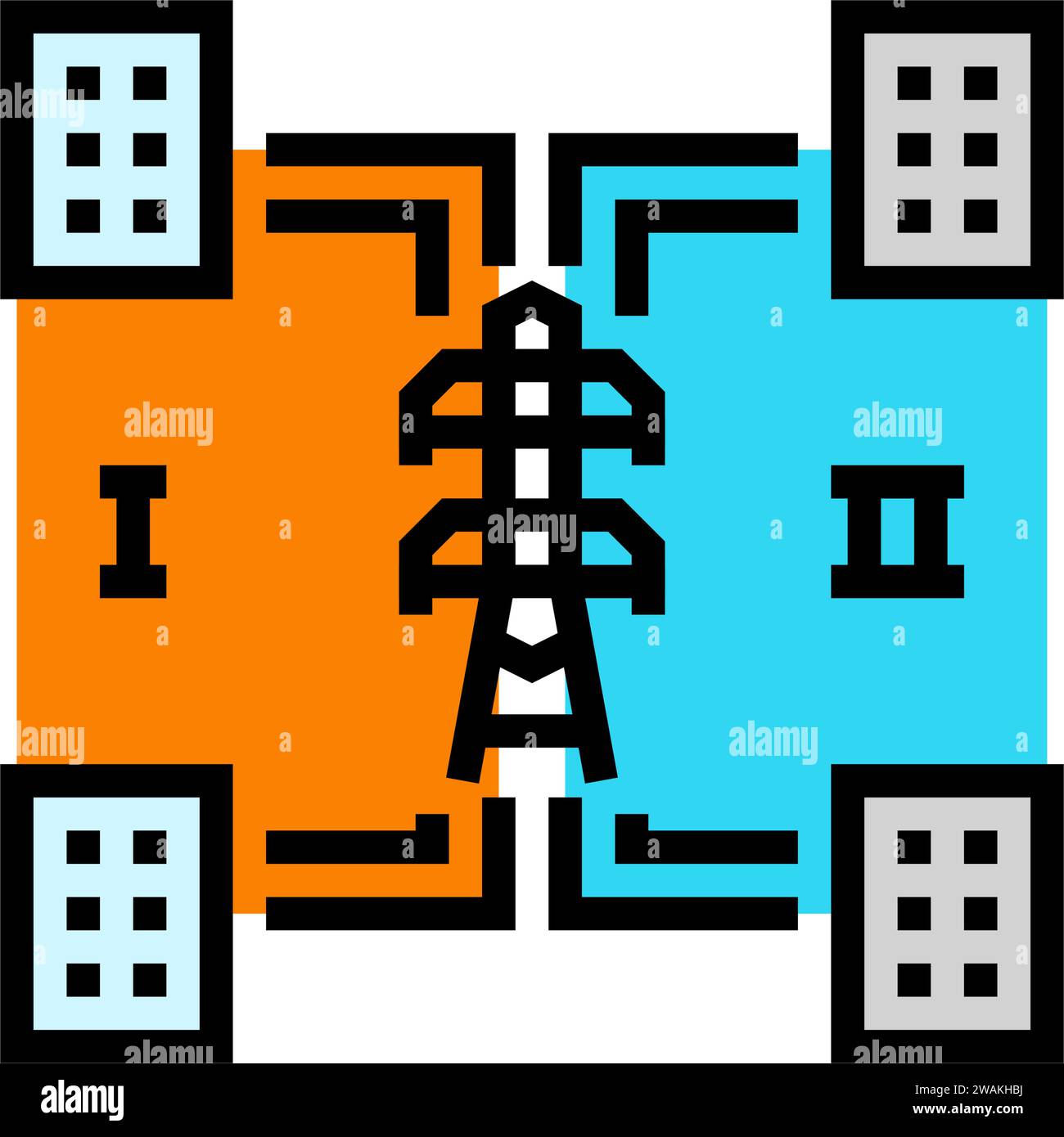 distributed generation electric grid color icon vector illustration ...