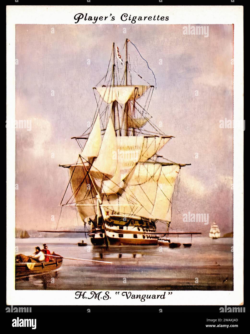 HMS Vanguard - Vintage Cigarette Card Illustration Stock Photo