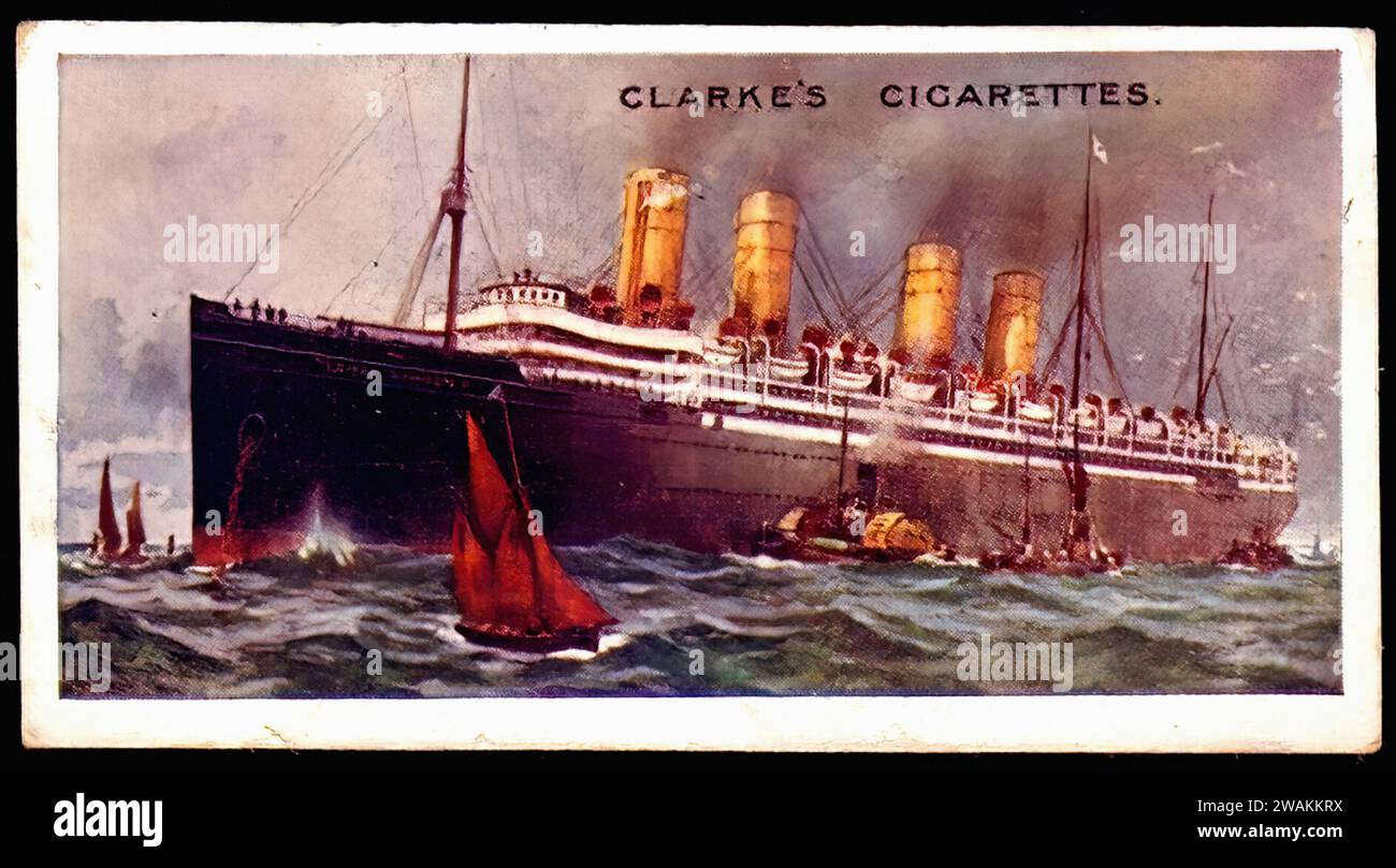 S.S. Kaiser Wilhelm II - Vintage Cigarette Card Illustration Stock Photo