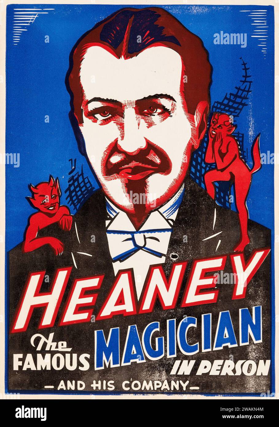 Gerald Heaney the Famous Magician (1950s) Magic Show Poster Stock Photo