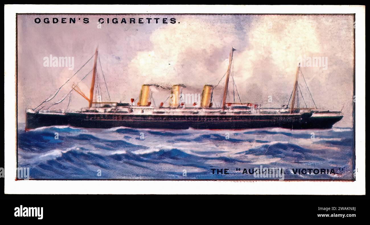 Steamship, Augusta Victoria - Vintage Cigarette Card Illustration Stock ...