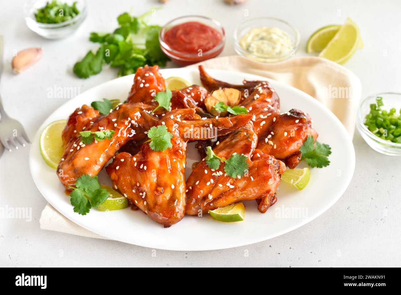 Buffalo chicken wings on plate. Stock Photo