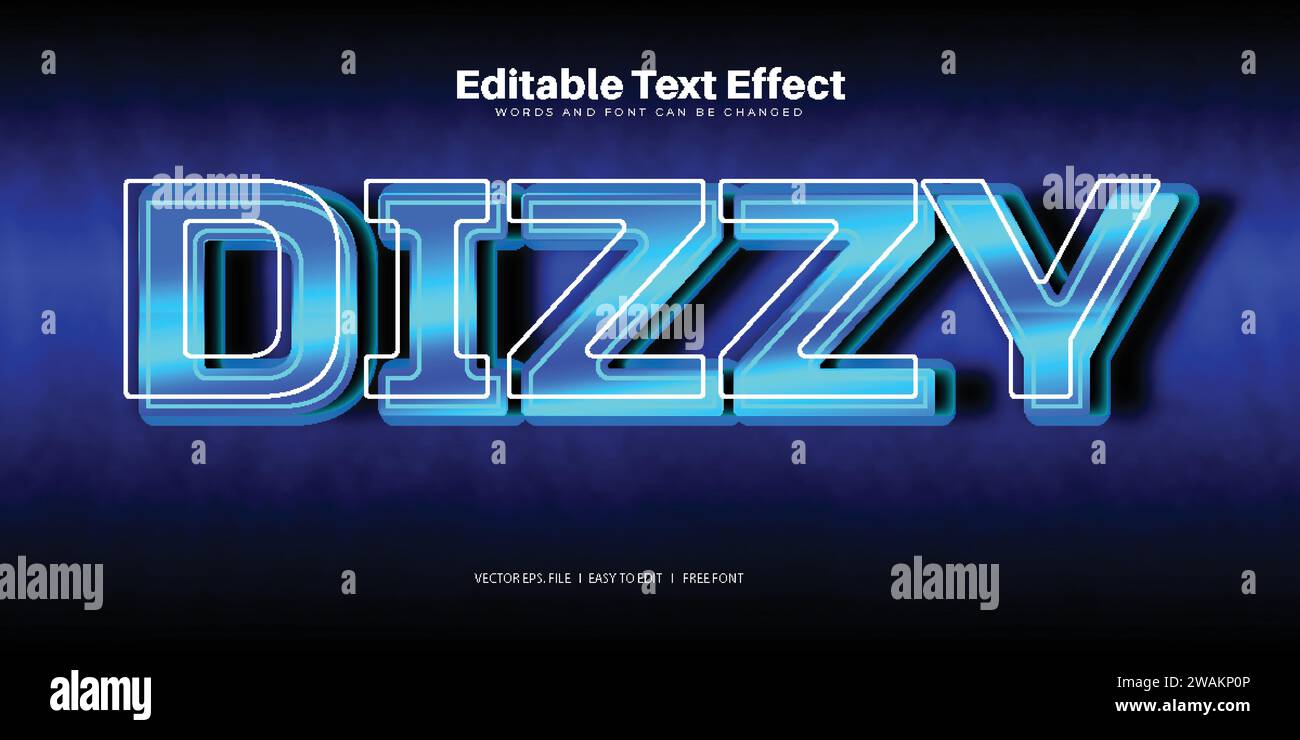 Dizzy 3D Text Effect 100 Editable EPS File Word And Font Can be Changed