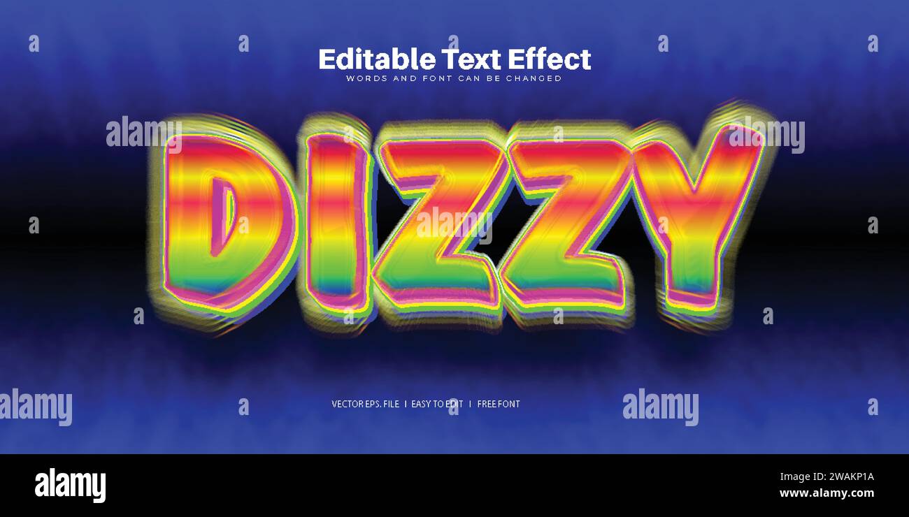 Dizzy 3D Text Effect 100 Editable EPS File Word And Font Can be Changed