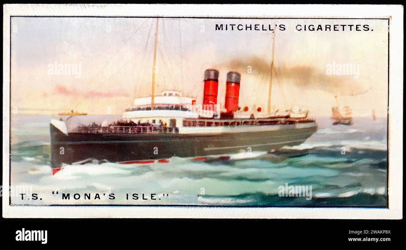 Turbine Steamer Mona's Isle - Vintage Cigarette Card Illustration Stock ...