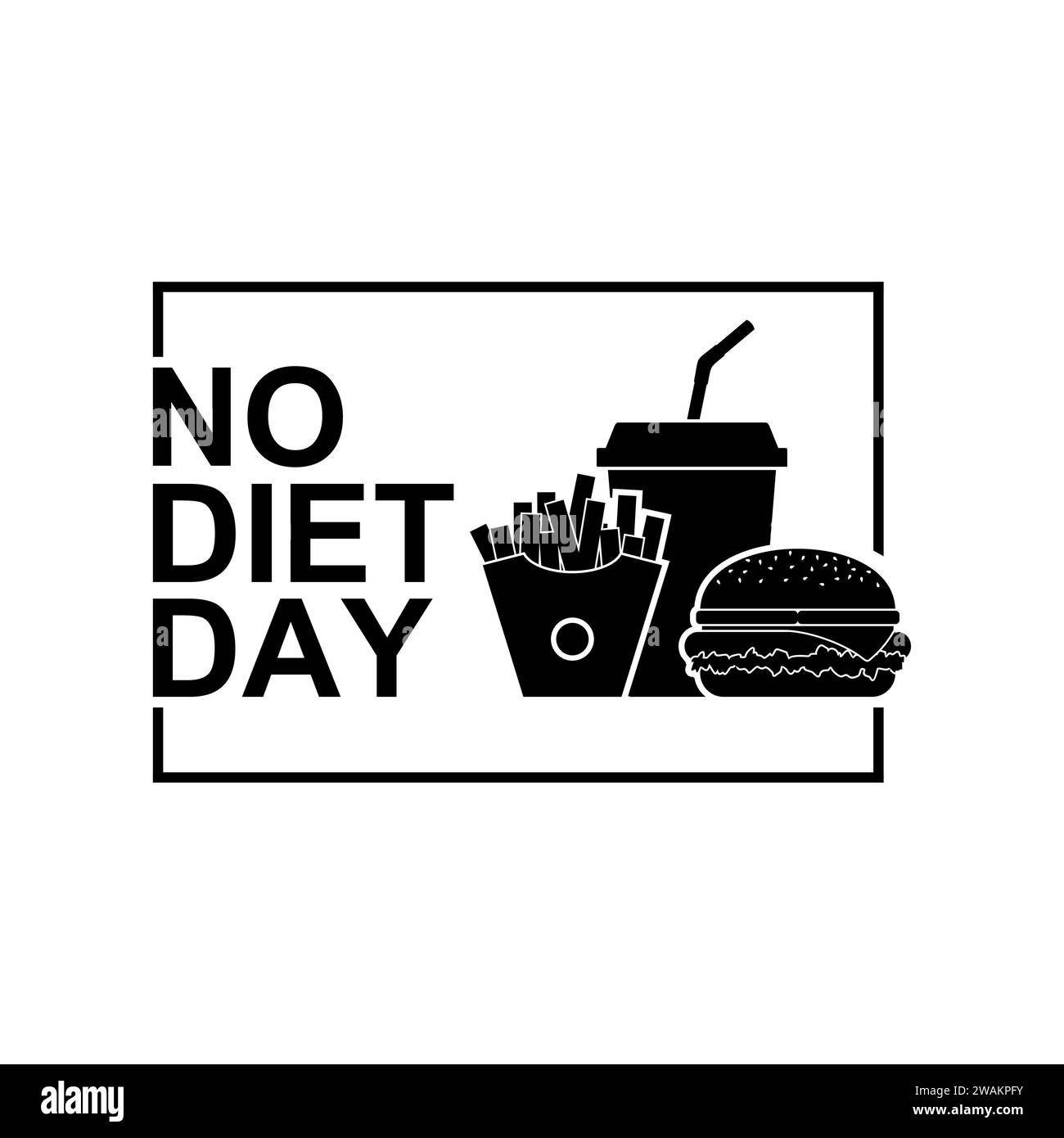 International No Diet Day icon Vector Illustration on white background. Junk Food icon. Fast food, Suitable for greeting card, poster and banner. Stock Vector