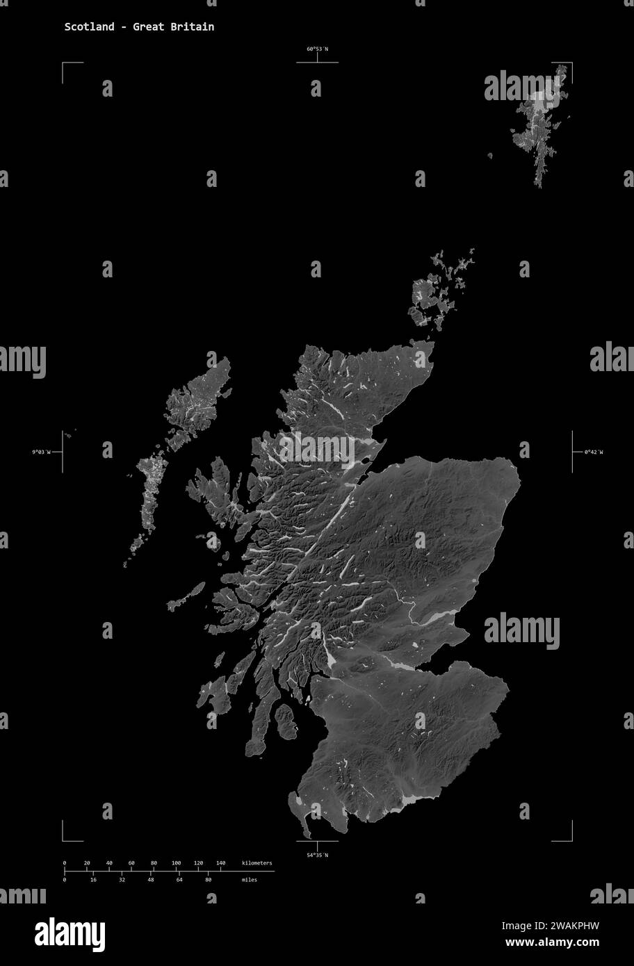 Shape of a Grayscale elevation map with lakes and rivers of the ...