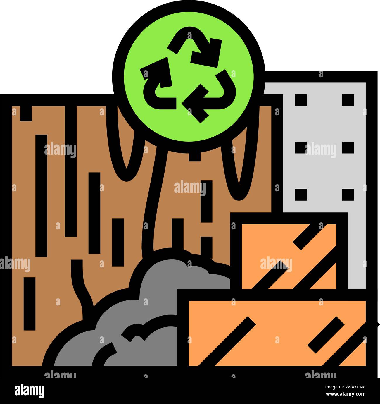 low emission materials green building color icon vector illustration ...
