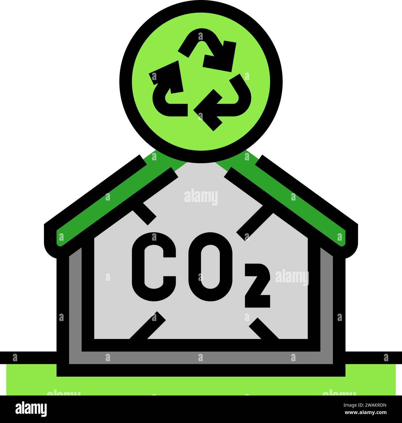 carbon neutral building green color icon vector illustration Stock ...