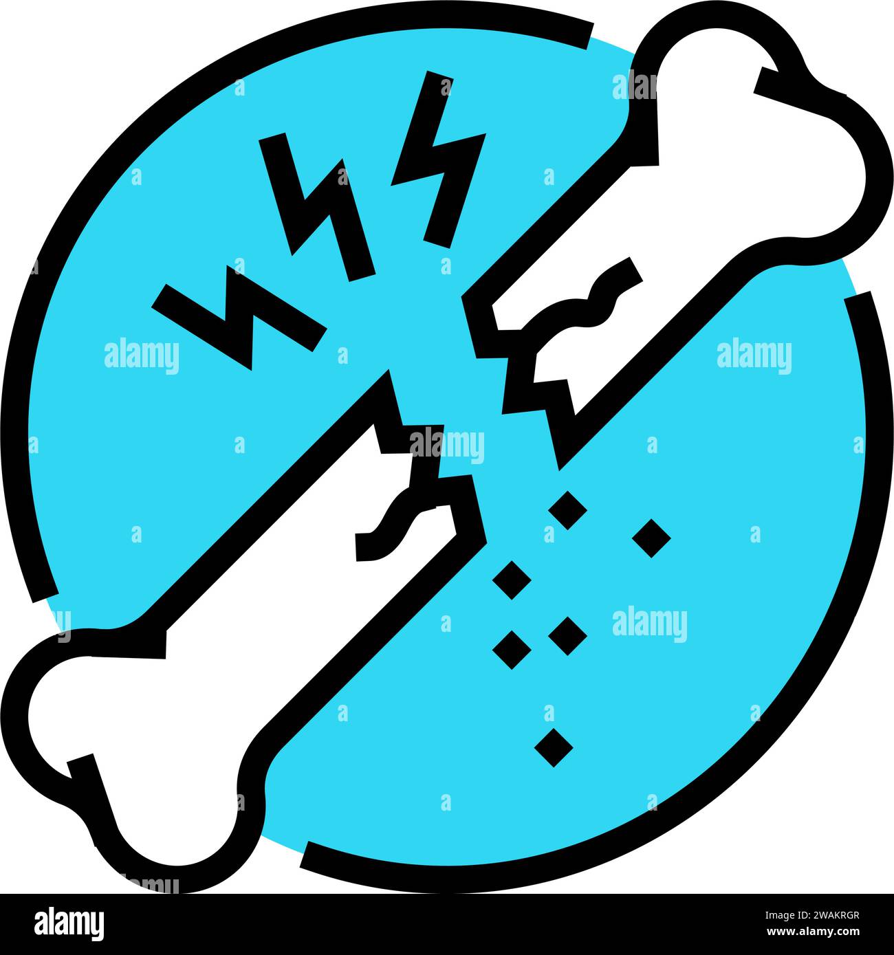 brittle bone osteoporosis bone color icon vector illustration Stock