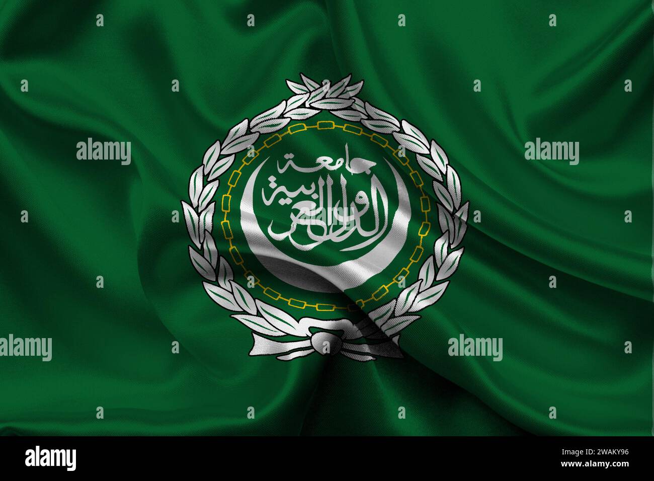 High detailed flag of Arab League. National Arab League flag. Asia. 3D illustration. Stock Photo