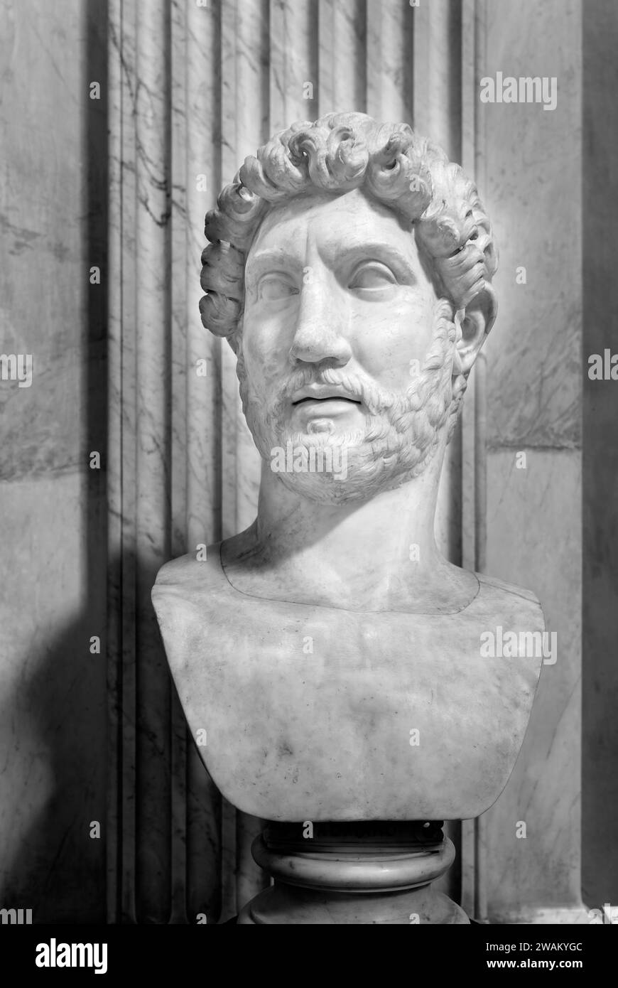Bust of the Emperor Hadrian ruler of the roman empire, died 138 AD; Vatican museum, Rome, Italy. Stock Photo