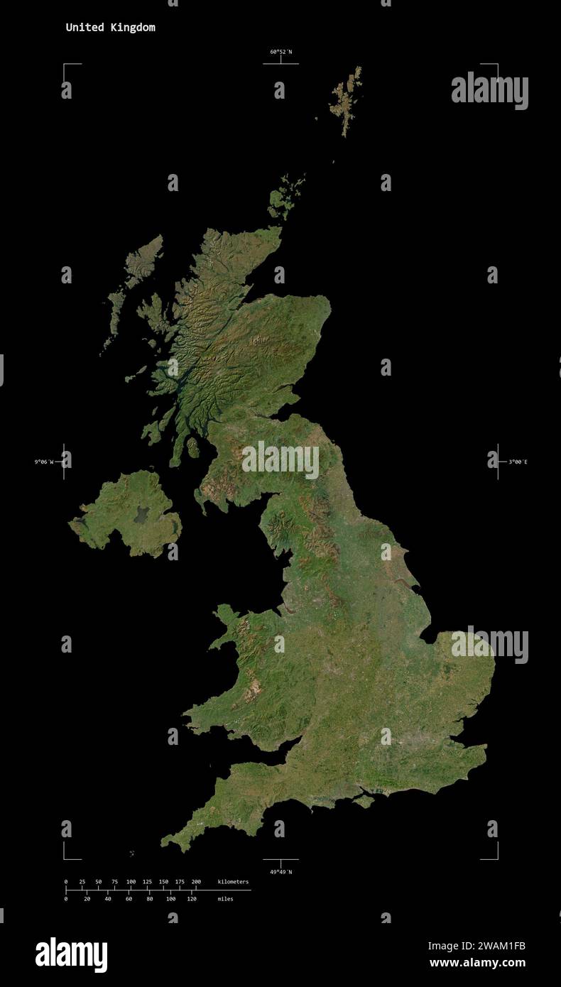 Shape of a low resolution satellite map of the United Kingdom, with ...