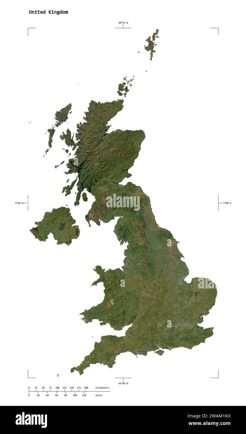 Shape of a low resolution satellite map of the United Kingdom, with ...