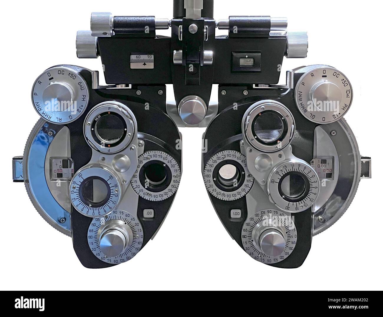 Still life of a Phoropter precision eye examination tool photographed