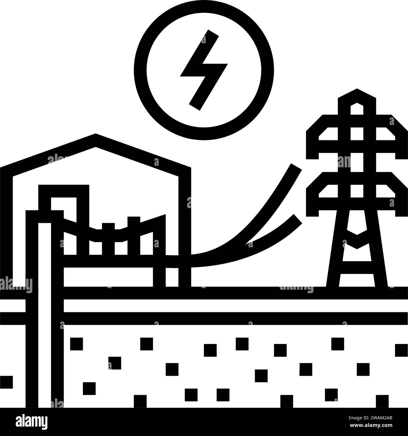 Power Station Geothermal Energy Line Icon Vector Illustration Stock power-station-geothermal-energy-line-icon-vector-illustration-stock