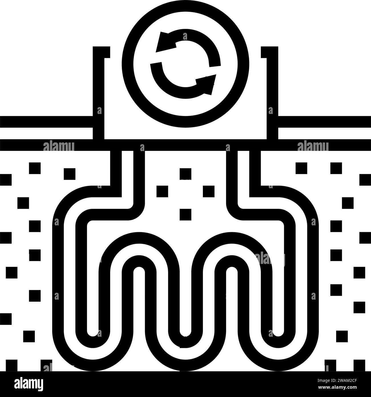 heat recovery geothermal energy line icon vector illustration Stock