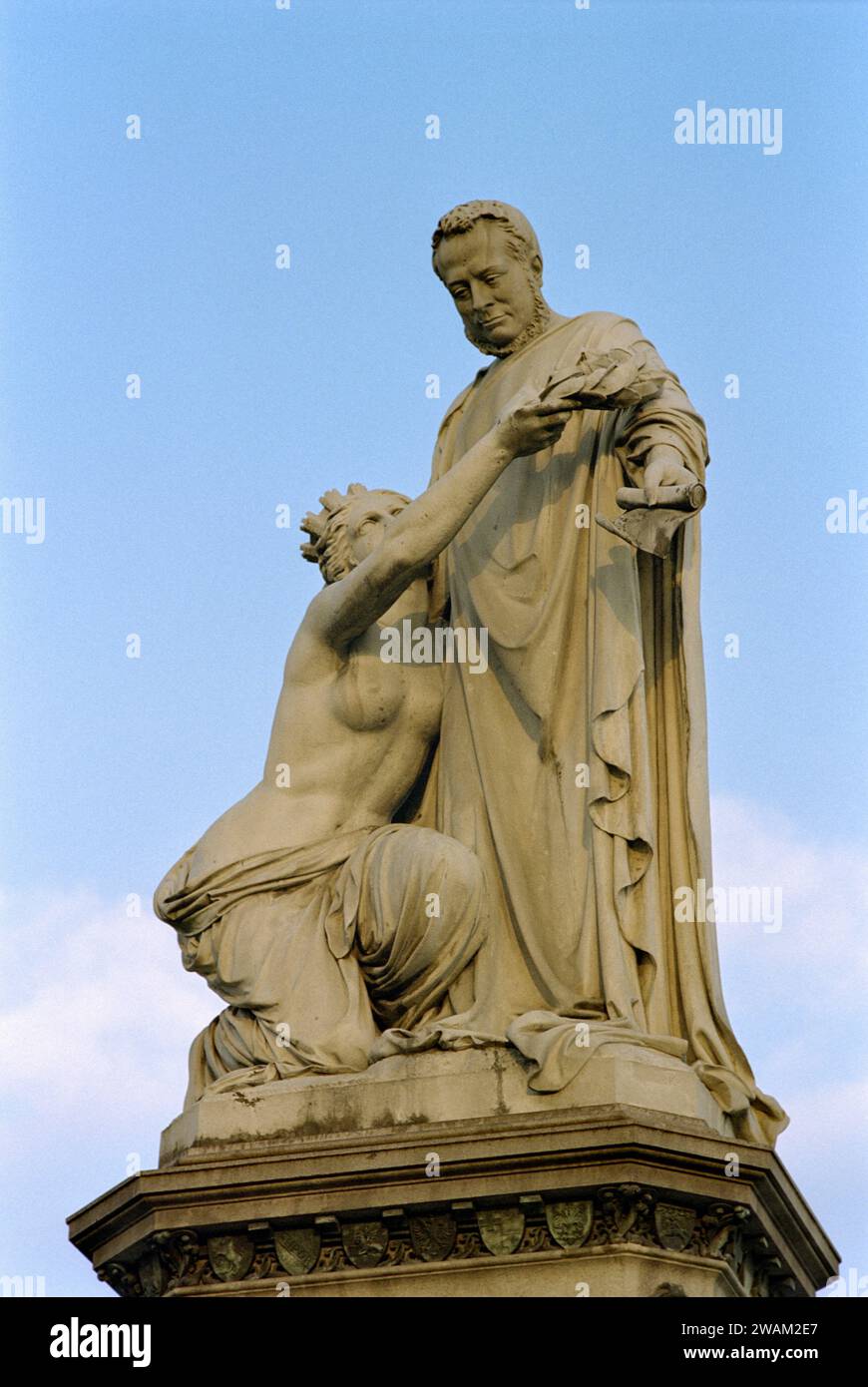 Italy, Piedmont, Turin, Piazza Carlo Emanuele II Square, Camillo Benso Conte di Cavour Monument by Giovanni Duprè date 1873 Stock Photo