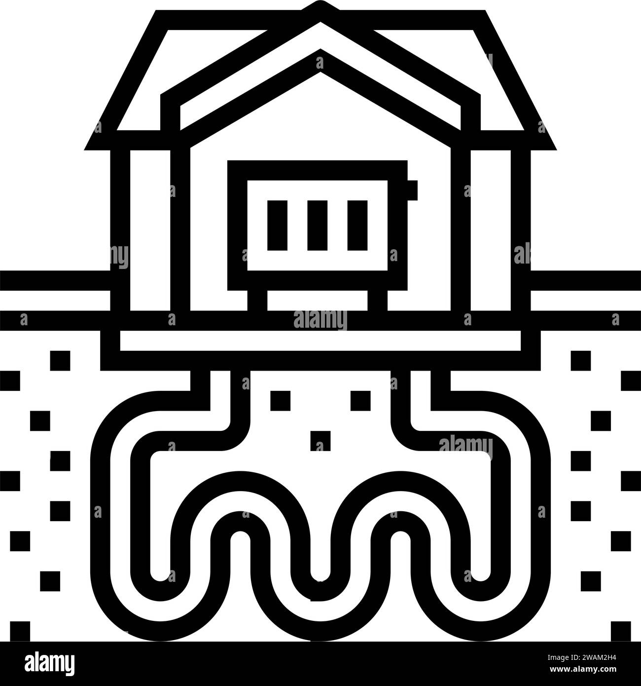 heat recovery system geothermal line icon vector illustration Stock