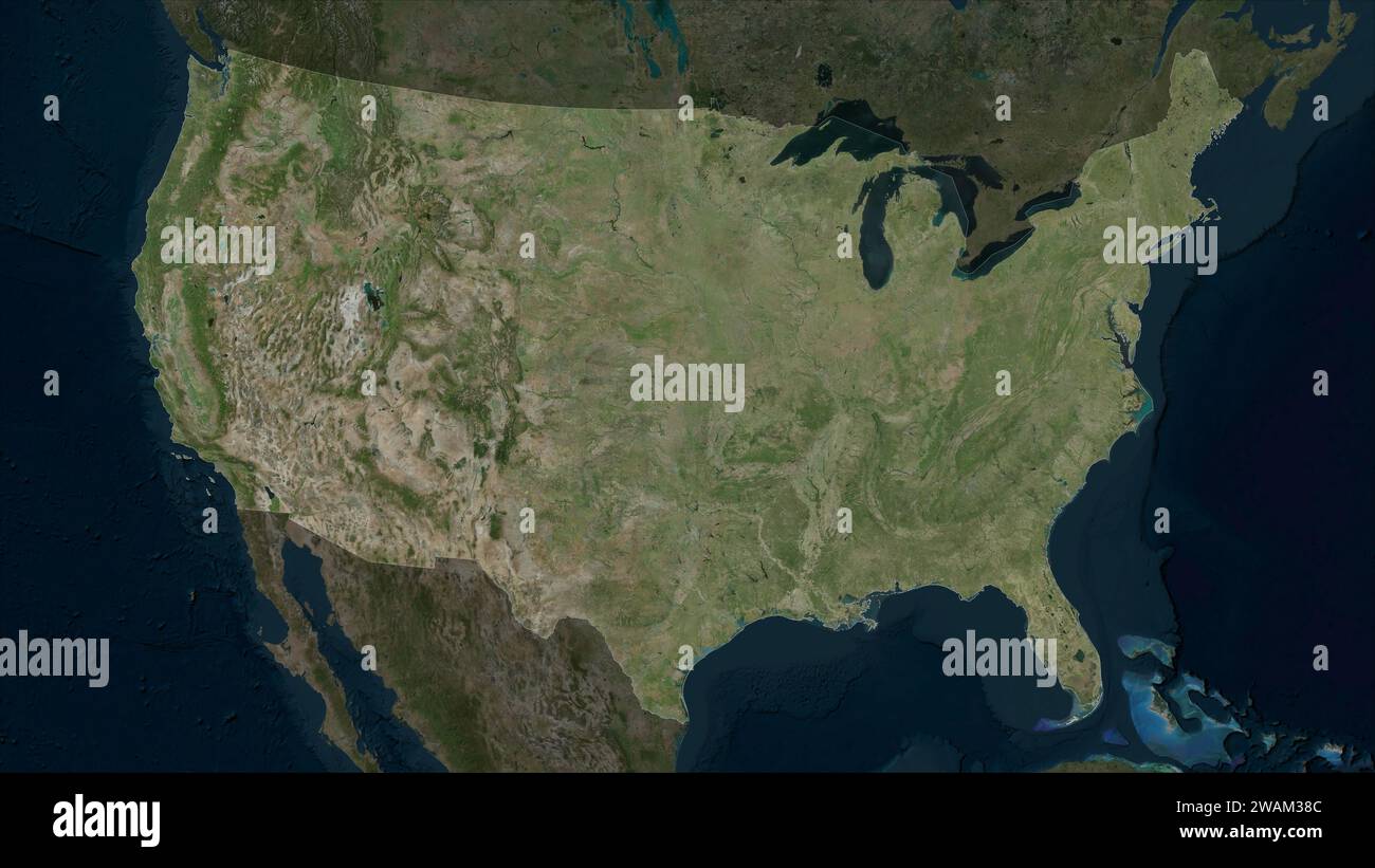 United States of America mainland - United States Of America Mainland Highlighted On A High Resolution Satellite Map 2WAM38C 