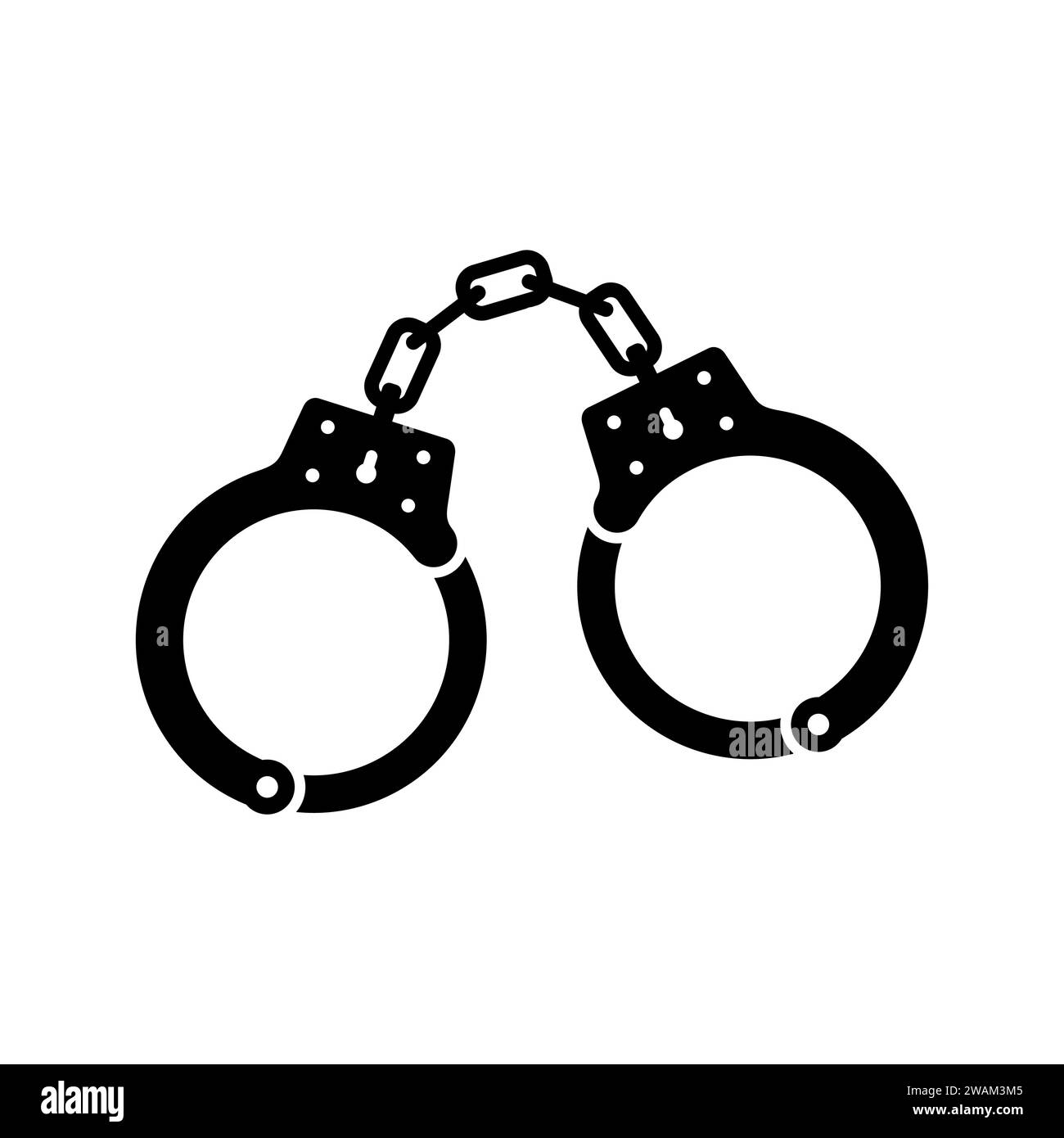 Handcuffs icon for detaining criminals isolated on white background. Outfit of a policeman. Element of police and prison icon of arrest of offender. R Stock Vector