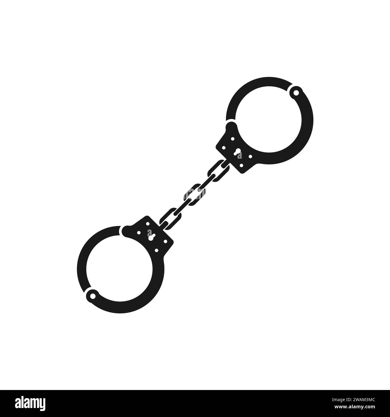 Handcuffs icon for detaining criminals isolated on white background. Outfit of a policeman. Element of police and prison icon of arrest of offender. R Stock Vector
