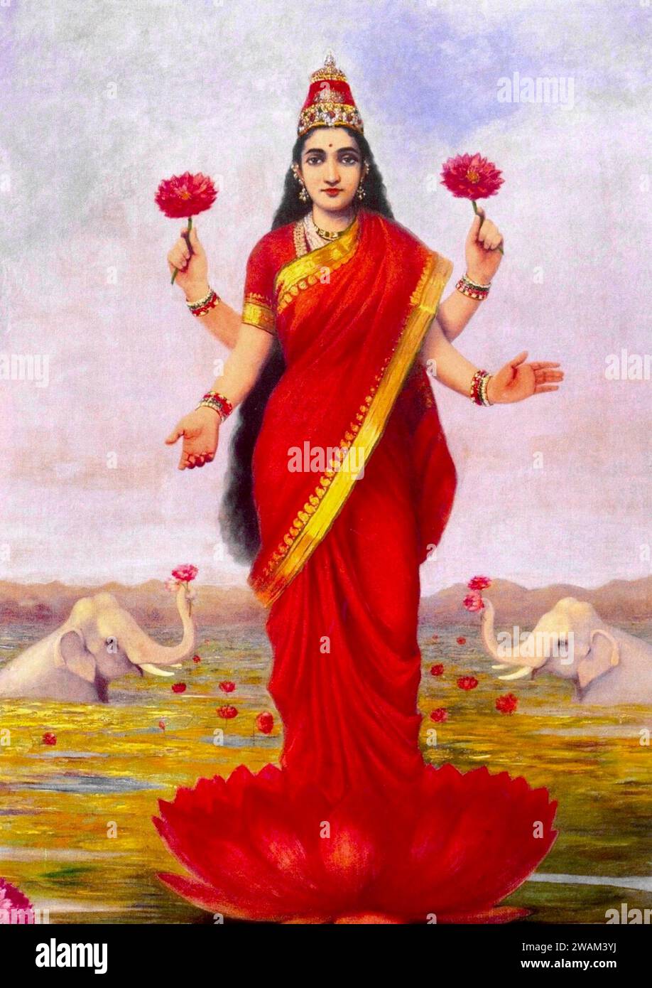 Raja Ravi Varma - Goddess Lakshmi - 1896 Stock Photo