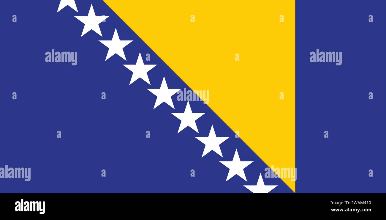 High detailed flag of Bosnia and Herzegovina. National Bosnia and Herzegovina flag. Europe. 3D illustration. Stock Vector