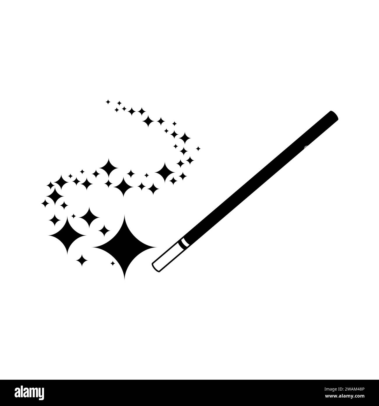 Magic Wand icon stick with stars on white background. Sorcerer ...